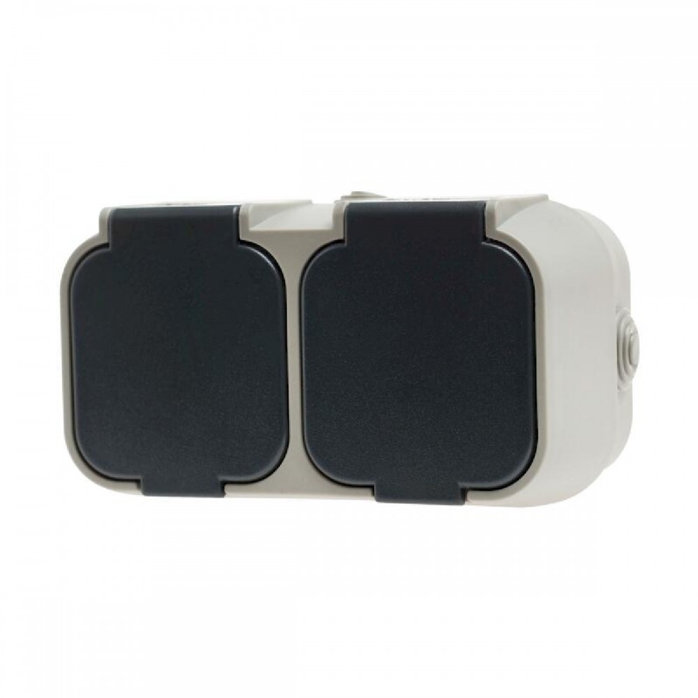 GEYER Πρίζα διπλή IP54 H2-B52GM γκρι