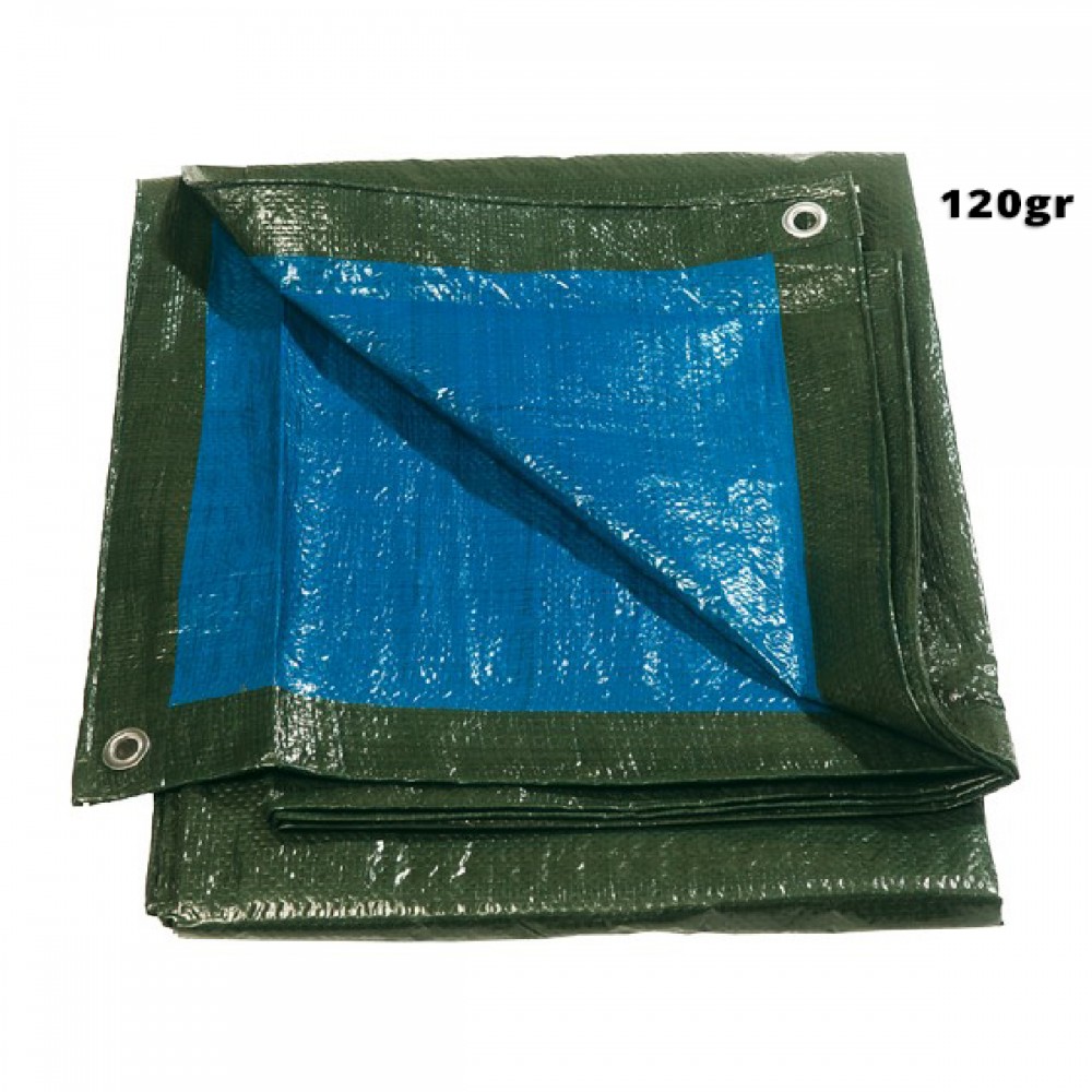 Μουσαμάδες 120gr 3 * 4m  μπλε/πράσινοι αδιάβροχοι με κρίκους