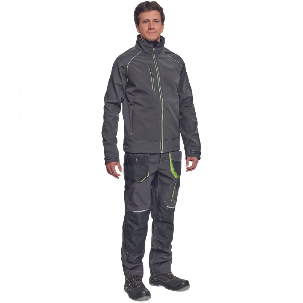 ΜΠΟΥΦΑΝ SOFTSHELL ΕΡΓΑΣΙΑΣ ΑΔΙΑΒΡΟΧΟ GREENDALE ΑΝΘΡΑΚΙ/ΛΑΙΜ 94%poly-6%elast, 320 g/m² 3XL