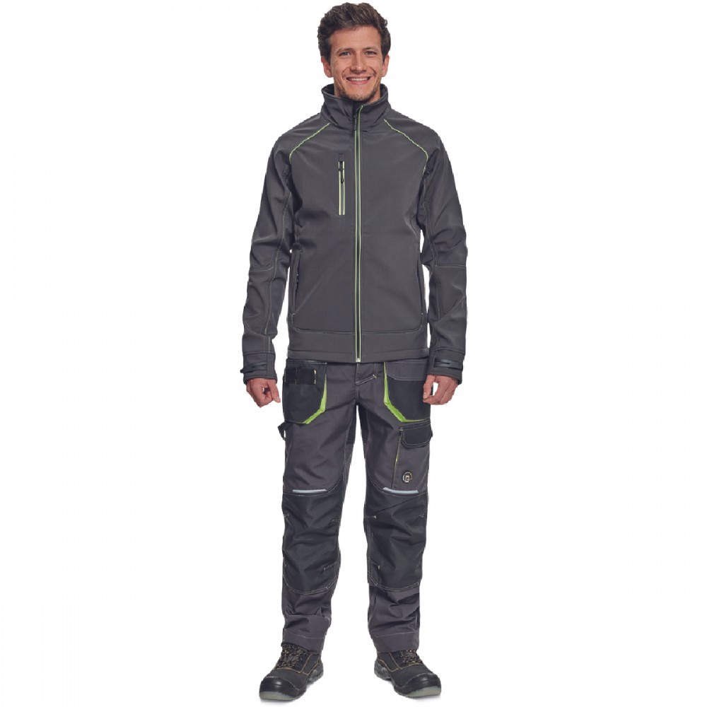 ΜΠΟΥΦΑΝ SOFTSHELL ΕΡΓΑΣΙΑΣ ΑΔΙΑΒΡΟΧΟ GREENDALE ΑΝΘΡΑΚΙ/ΛΑΙΜ 94%poly-6%elast, 320 g/m² 3XL