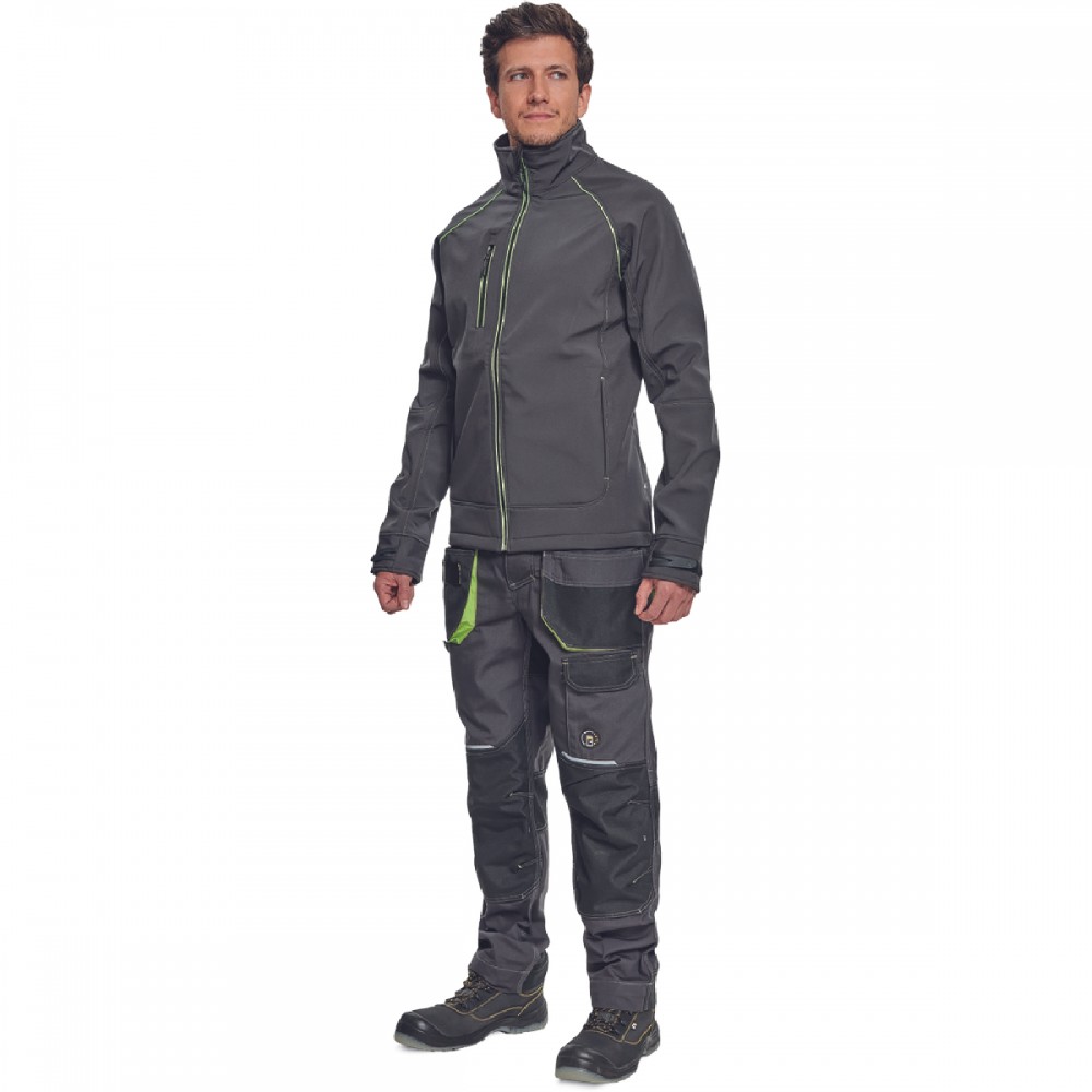 ΜΠΟΥΦΑΝ SOFTSHELL ΕΡΓΑΣΙΑΣ ΑΔΙΑΒΡΟΧΟ GREENDALE ΑΝΘΡΑΚΙ/ΛΑΙΜ 94%poly-6%elast, 320 g/m² 3XL