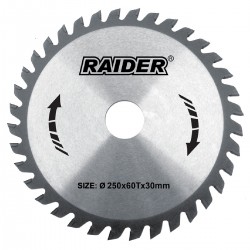 RAIDER Δίσκος κοπής ξύλου Φ30/Φ250/60Δόντια 163117