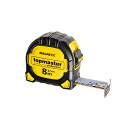 TOP MASTER Μετροταινία 8Μ*27ΜΜ με αυτόματη επαναφορά και μαγνήτη διπλής όψης 3η γενιά 260200
