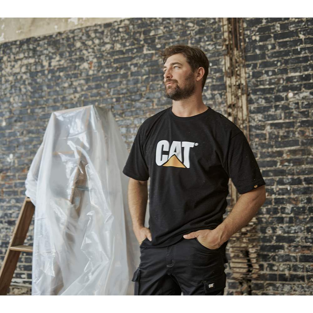 CAT Μπλουζάκι κοντομάνικο μαύρο tm logo XL 1510305
