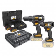 CAT Combo-07 Δραπανοκατσάβιδο κρουστικό DX12B + μπουλονόκλειδο DX72B + δώρο 2 κασετίνες + -60% 2 μπαταρίες 4.0Ah με διπλό φορτιστή DXK900