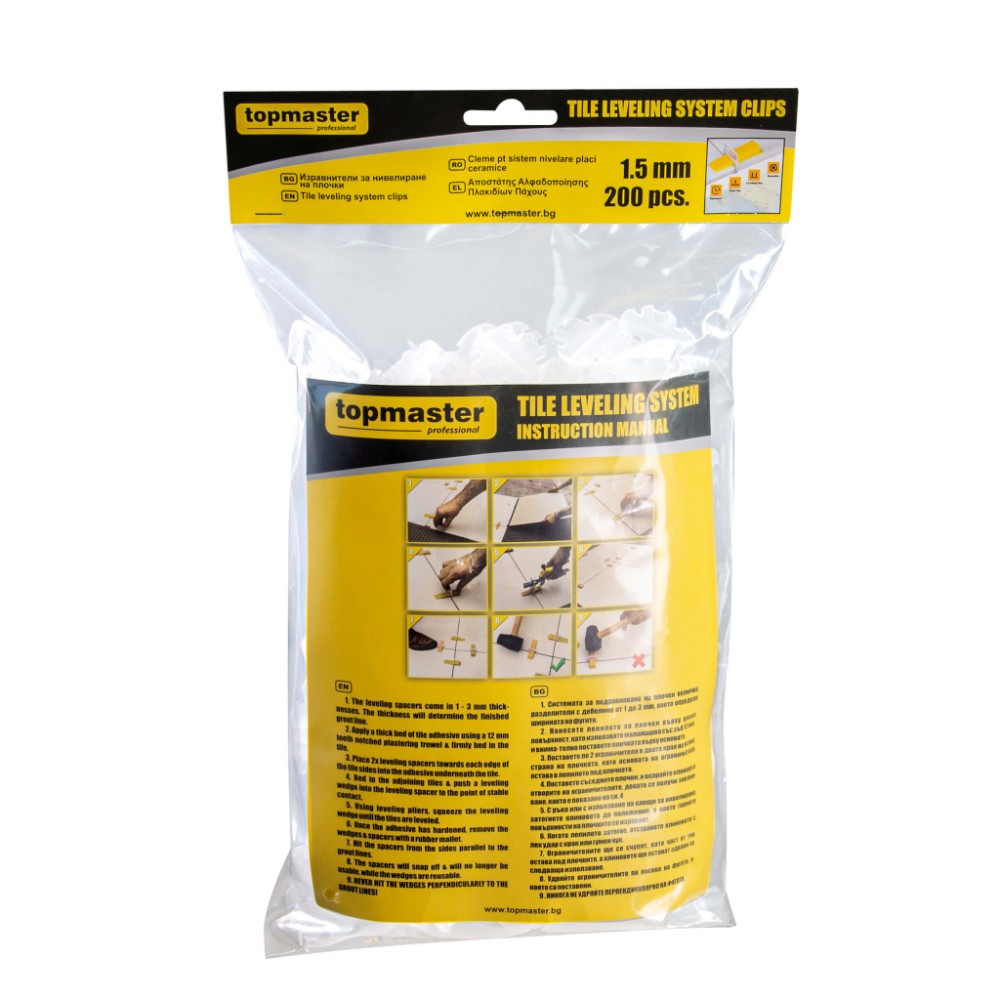 TOP MASTER Αποστάτης αλφαδοποίησης πλακιδίων 1.5mm 200τεμ. 329918C