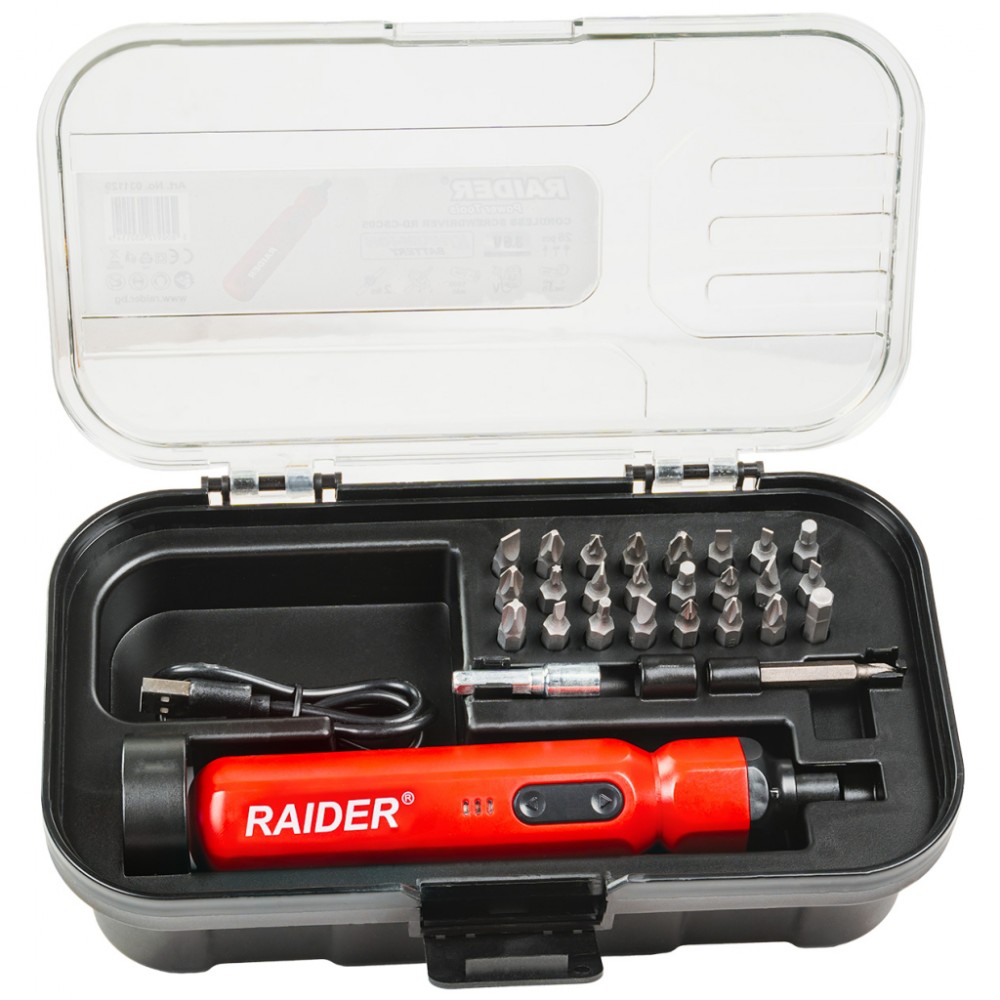 RAIDER Δραπανοκατσάβιδο 3,6V 1,5Ah με 26 εξαρτήματα RD-CSC05 031129