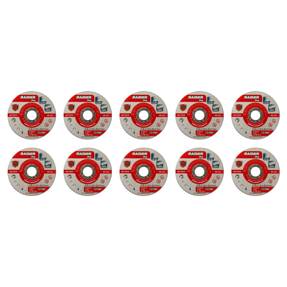 RAIDER Τροχός κοπής inox A60T 115*1.0*22.2mm σε μεταλικό κουτί 160157 (τιμή/τεμ)