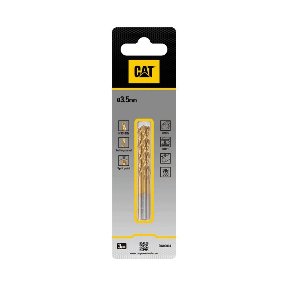 CAT Τρυπάνι τιτανίου HSS σετ:3τεμ 3.5x65mm DA02004