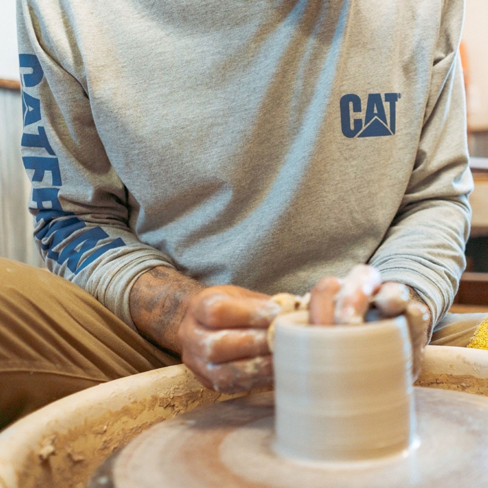 CAT Μπλουζάκι μακρυμάνικο trademark tee πράσινο L 1510034