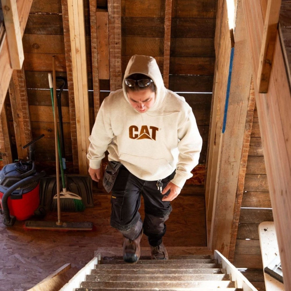 CAT Μπλούζα φούτερ με κουκούλα trademark κρεμ/μπεζ M 1050048